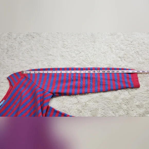 J. MCLAUGHLIN Caitlin Long Sleeve Boatneck Striped Sweater Shirt Red & Blue XL - Picture 7 of 9